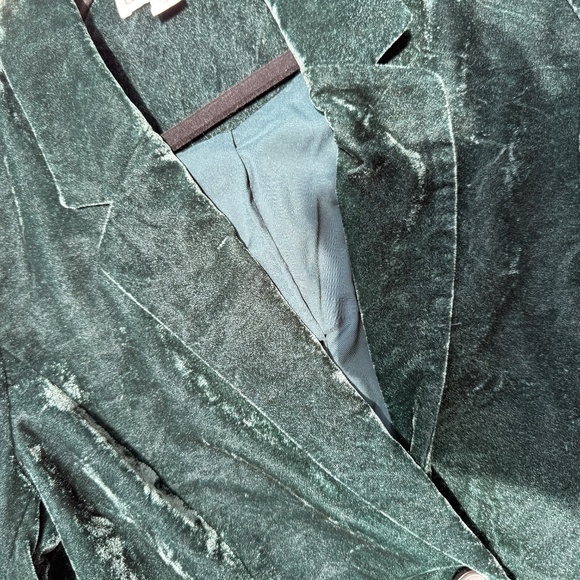 Washable Coldwater Creek Crushed Velvet Dark Green Velvet Blazer - 14 - Picture 7 of 16